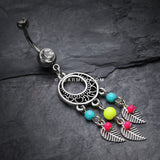 Vintage Enchanted Dream Catchers Belly Button Ring-Retro Yellow