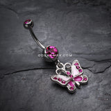Butterfly Delight Belly Button Ring-Fuchsia