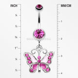 Butterfly Delight Belly Button Ring-Fuchsia