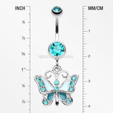 Butterfly Delight Belly Button Ring-Teal