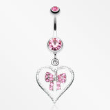 Glam Bow-Tie in Heart Belly Button Ring-Light Pink