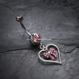 Glam Bow-Tie in Heart Belly Button Ring-Light Pink
