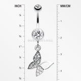 Butterfly Allure Multi-Gem Belly Button Ring-Clear