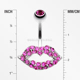 Glamour Sexy Lips Belly Button Ring-Fuchsia