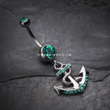 Anchor Dock Belly Button Ring-Teal