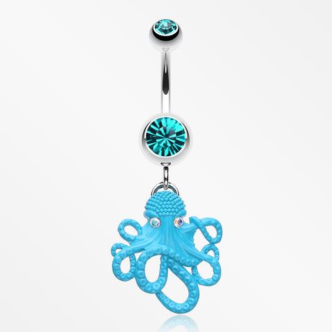 Evil Octopus Belly Button Ring-Teal