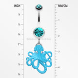 Evil Octopus Belly Button Ring-Teal