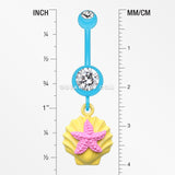 Ariel's Starfish Shell Belly Button Ring-Yellow/Clear/Pink