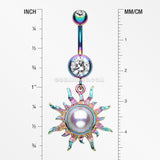 Radiant Blazing Sun Belly Button Ring-Clear/Rainbow