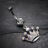Crown Jewel Multi-Gem Belly Button Ring-Clear