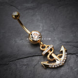 Golden Anchor Dock Belly Button Ring-Clear