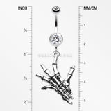 Hand of Death Skeleton Belly Button Ring-Clear