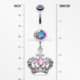 The Majestic Crown Belly Button Ring-Aurora Borealis
