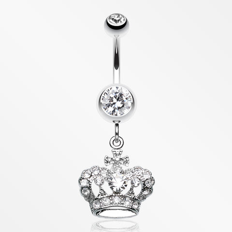 The Majestic Crown Belly Button Ring-Clear