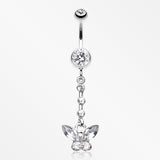 Butterfly Sparkly Belly Button Ring-Clear
