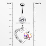 Butterfly Journey Heart Belly Button Ring-Clear
