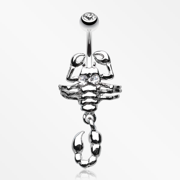 Dangling Scorpion Belly Button Ring-Clear