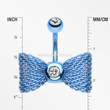 Colorline Mesh Bow-Tie Belly Button Ring-Blue/Clear