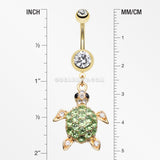 Golden Sea Turtle Belly Button Ring-Clear