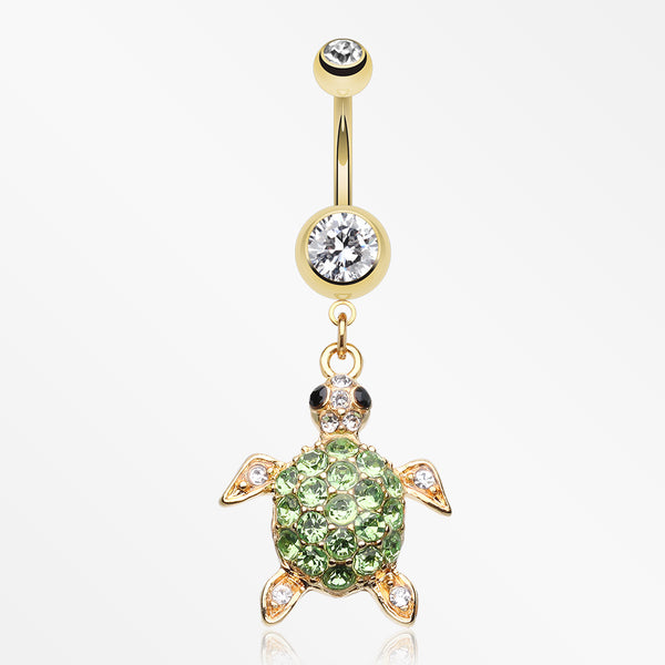 Golden Sea Turtle Belly Button Ring-Clear