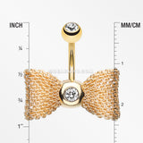 Golden Adorable Mesh Bow-Tie Belly Ring-Clear