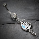Classic Sail Boat Anchor Dangle Belly Button Ring-Clear