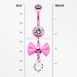 Pink Dainty Bow-Tie Belly Button Ring-Pink/Clear