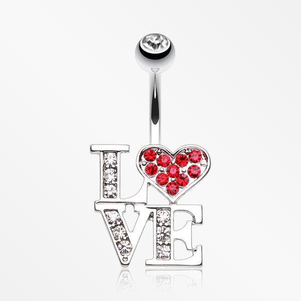 Charming LOVE Belly Button Ring-Clear/Red