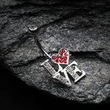 Charming LOVE Belly Button Ring-Clear/Red