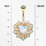 Golden Sparkle Heart Flower Belly Button Ring-Clear