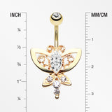Golden Butterfly Grand Belly Button Ring-Clear