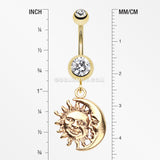 Golden Sun & Moon Union of Opposites Belly Button Ring-Clear