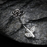 Full Blossom Rose Belly Button Ring-Clear