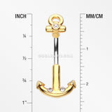 Golden Classic Anchor Dock Belly Button Ring-Clear
