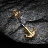 Golden Classic Anchor Dock Belly Button Ring-Clear