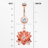 Rose Gold Divine Lotus Belly Button Ring-Clear