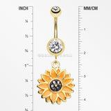 Golden Beach Sunflower Belly Button Ring-Clear