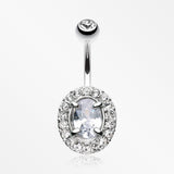 Grand Sparkle Prong Gem Belly Button Ring-Clear