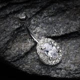 Grand Sparkle Prong Gem Belly Button Ring-Clear