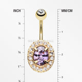Golden Sparkle Prong Gem Belly Button Ring-Clear/Purple