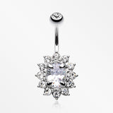 Flower Dazzle Sparkle Belly Button Ring-Clear