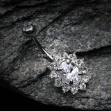 Flower Dazzle Sparkle Belly Button Ring-Clear