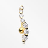 Golden Journey Sparkle Reverse Belly Button Ring-Clear