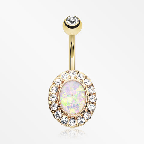 Golden Opal Elegance Belly Button Ring-Clear