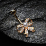 Golden Bow-Tie Splendid Belly Button Ring-Clear