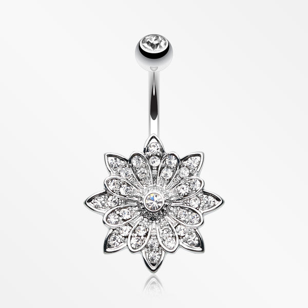 Flower Enchant Belly Button Ring -Clear