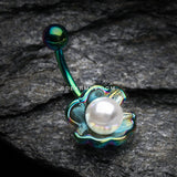 Colorline Ariel's Shell with Pearl Belly Button Ring-White