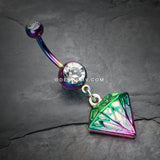Colorline Urban Iridescent Diamond Belly Button Ring-Rainbow/Clear