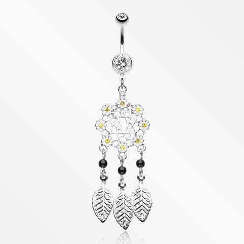 Daisy Glam Dreamcatcher Belly Button Ring-Clear