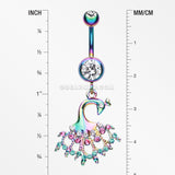 Colorline Peacock Dance Belly Button Ring-Rainbow/Clear